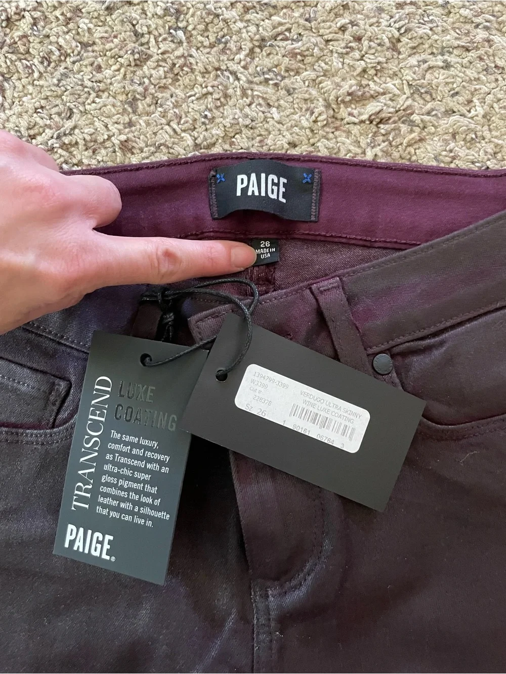 NWT Paige coated denim skinny jeans